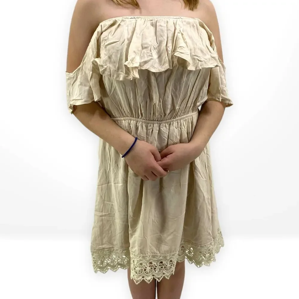 SAGE THE LABEL Off The Shoulder Lace Detail Flowy A Line Dress - Picture 2 of 8